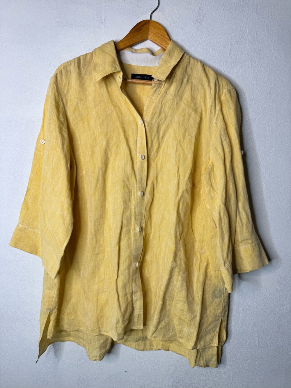 Lafayette 148 shirt ladies butter yellow size 14